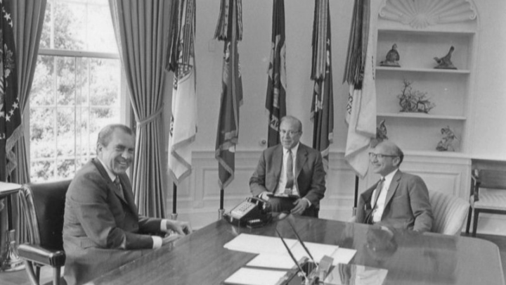 Nixon, Shultz, Friedman @ Oval Office